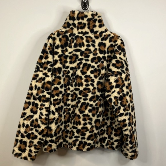 J Crew leopard print fleece pullover - Picture 6 of 9